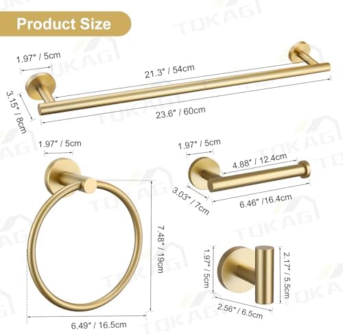 TQKAG Brushed Gold 6-Piece Bathroom Hardware Set