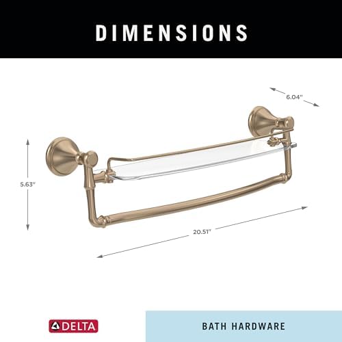 Stylish 18-inch Glass Shelf with Towel Bar for Your Bathroom