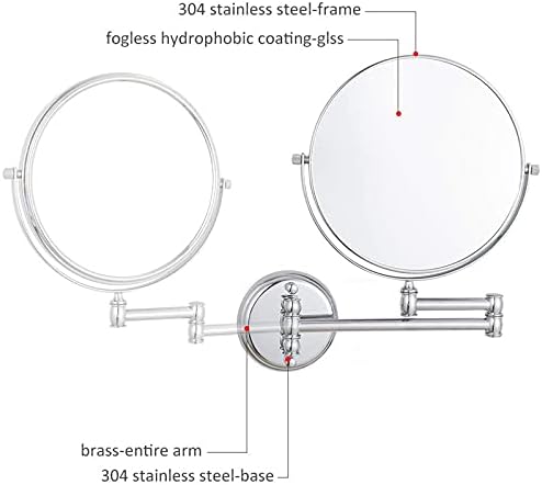 Wall Mounted Makeup Mirror with 360-Degree Swivel 5X Magnification