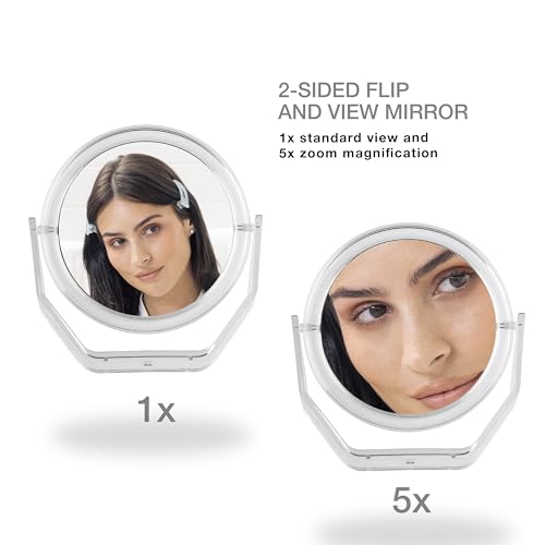 Conair Dual Surface Makeup Mirror 5X Magnifying Travel Size