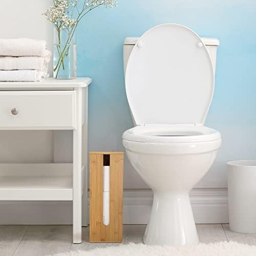 Bamboo Toilet Paper Holder - 3 Roll Organizer Stand