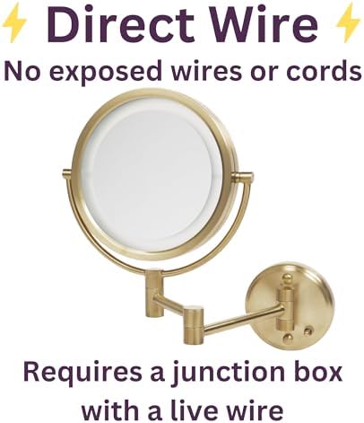 JERDON Wall-Mounted Makeup Mirror with Halogens