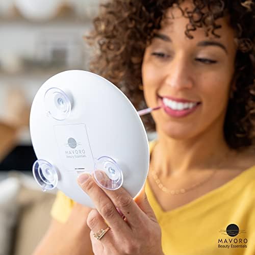 Mavoro 10X Magnifying Mirror with LED Light and 3 Suction Cups