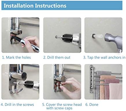 JSVER Rust-Resistant Space-Saving 4-Arm Towel Rack