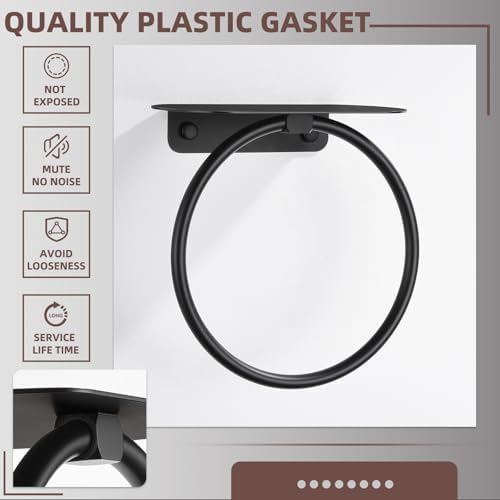 Matte Black Bath Towel Ring Shelf Stainless Steel Towel Holder