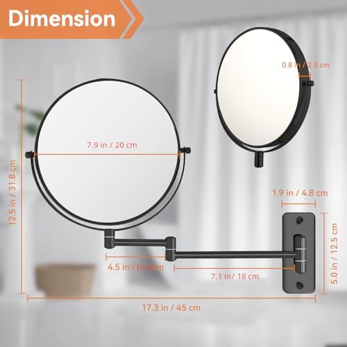 8-inch 10X dual-sided wall-mounted vanitymakeup mirror
