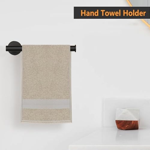 Thick Stainless Steel Hand Towel Holder Modern Design Matte Black