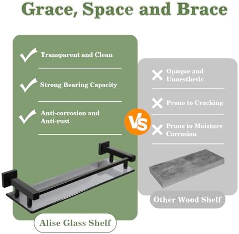 Contemporary Floating Glass Shelf for Bathrooms Living Spaces