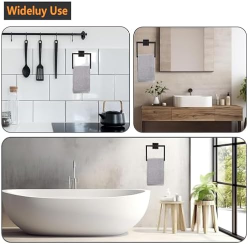 2-Piece Matte Black Stainless Steel Towel Ring for Bathroom