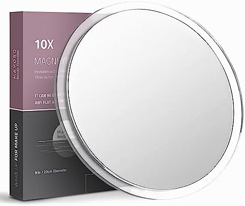 9-Inch 10X Magnifying Mirror with Suction Cups