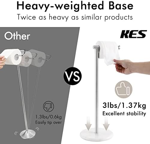 KES Freestanding Toilet Paper Holder withNatural Marble Base and Stainless Steel Finish