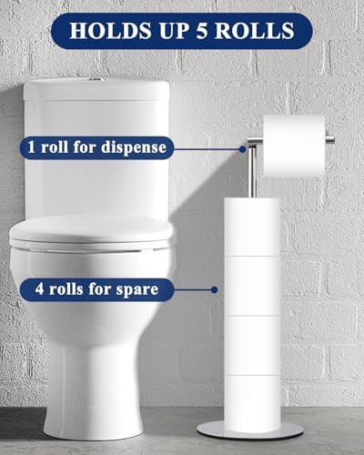 Toilet Paper Holder Stand Space-Saving Modern Design 4 Rolls Included