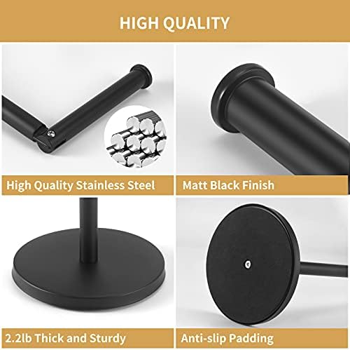 Sturdy Freestanding Toilet Paper Holder with Matte Black Finish