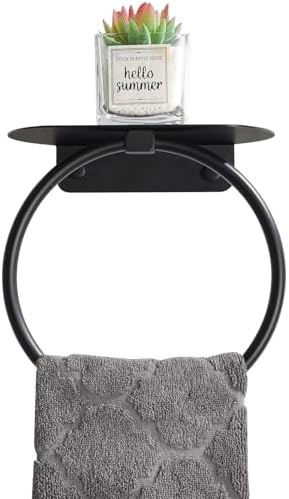 Matte Black Bath Towel Ring Shelf Stainless Steel Towel Holder