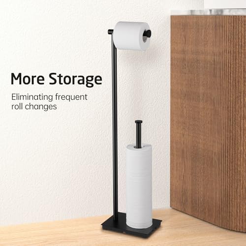 KES Freestanding Toilet Paper Holder with Reserve Matte Black 29 H