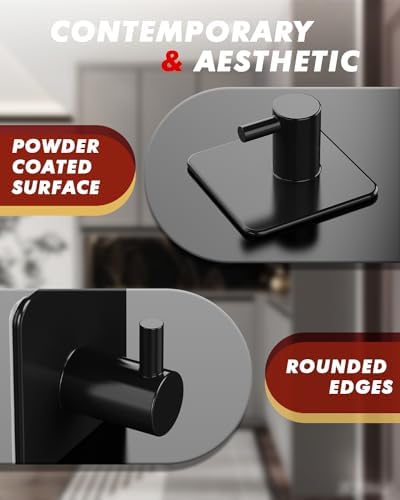 Heavy Duty Stainless Steel Adhesive Hooks 5 Pack