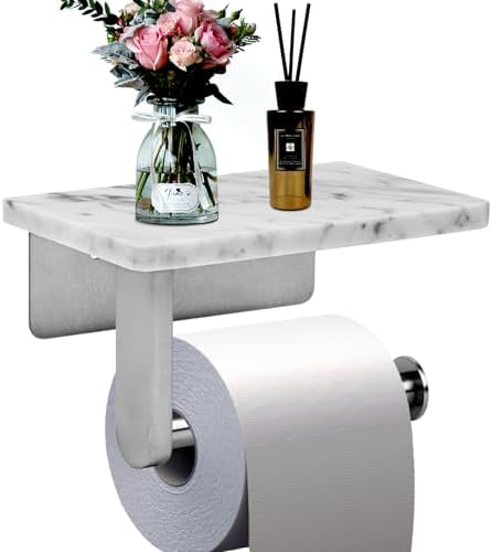 Sturdy Natural Marble Toiletpaper Holder with Storage