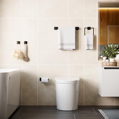 Perfect 5-Piece Bathroom Accessory Set With Matte Black Hawksown