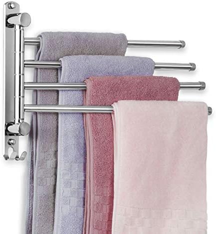 JSVER Rust-Resistant Space-Saving 4-Arm Towel Rack