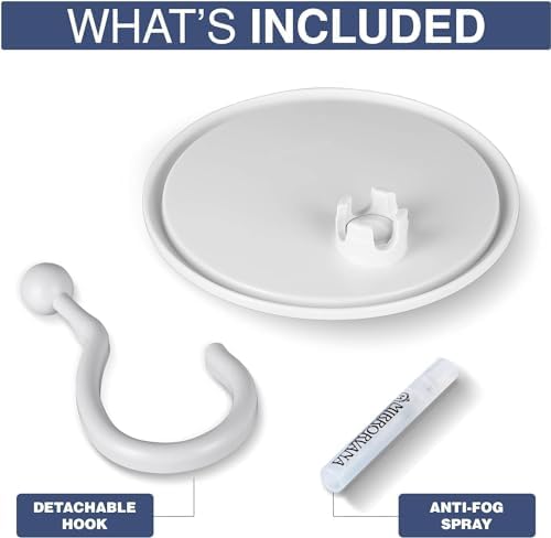 MirrorVana Round Fogless Shower Mirror with Swivel Hook