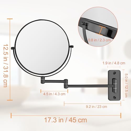 8 Wall Mounted Magnifying Makeup Mirror Dual-Sided Shaving Mirror