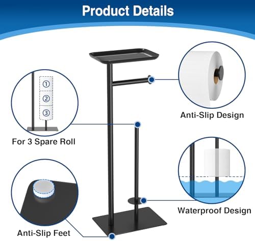 Sturdy Toilet Paper Holder Non-Slip 4 Rolls Capacity Durable Space Saving