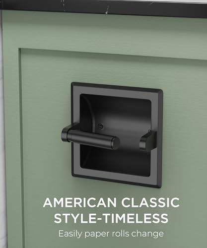 FORIOUS Recessed Toilet Paper Holder Matte Black Space-Saving Design with Mounting Bracket