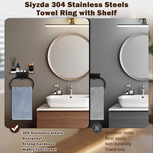 Siyzda Hand Towel Ring with Shelf