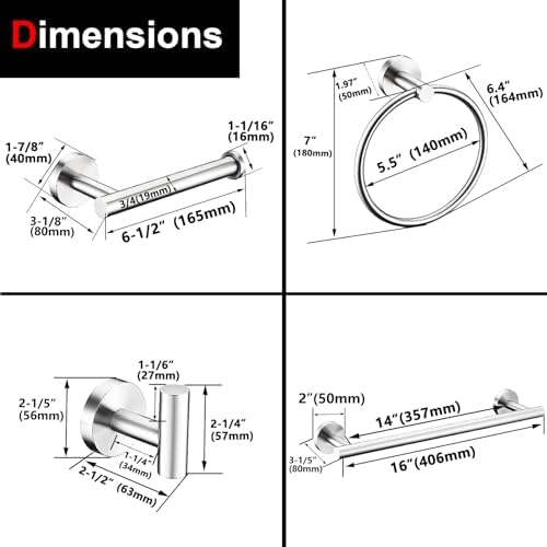 Modern 5-Piece Brushed Nickel Bathroom Hardware Set