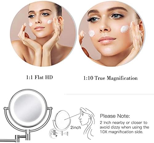 Perfect 10x Magnifying Wall-Mounted Makeup Mirror for Bathroom