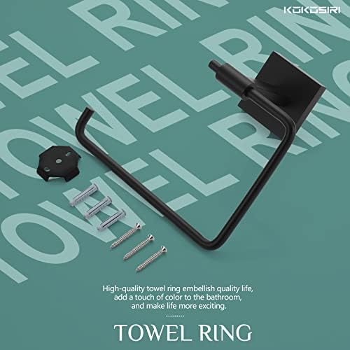 Kokosiri Bath Towel Ring Wall Mounted Stainless Steel Matte Black B3007BK