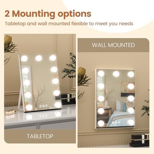 11x14 Interactive Vanity Mirror wLED Light Charging Port for Makeup