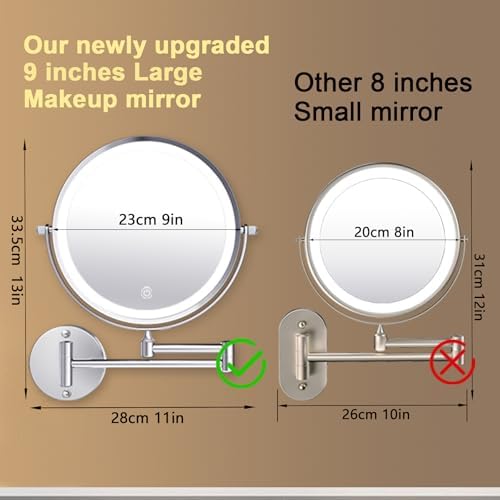 9 Wall-Mounted Makeup Vanity Mirror with Light