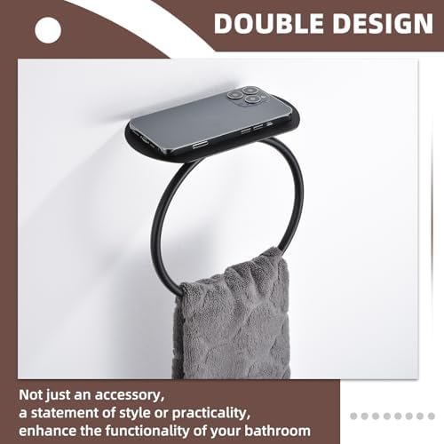 Matte Black Bath Towel Ring Shelf Stainless Steel Towel Holder