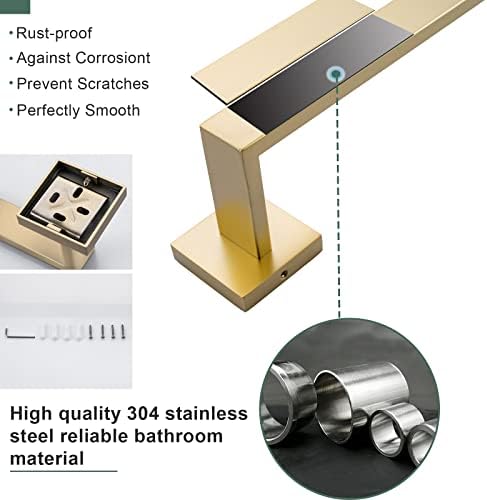 TQKAG Premium Brushed Gold Bathroom Towel Bar Set
