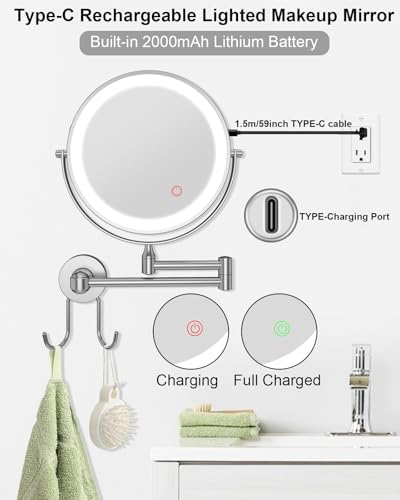 TOLOYE Wall Mounted Makeup Mirror