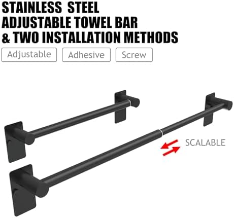 Adjustable Towel Bar 304 Steel DimensionsWall-Mounted
