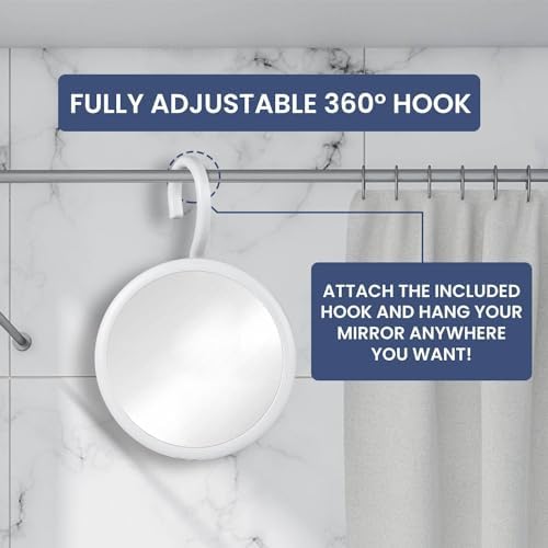 MirrorVana Round Fogless Shower Mirror with Swivel Hook
