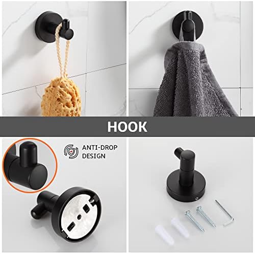 4-Piece Adjustable Bath Towel Holder Matte Black