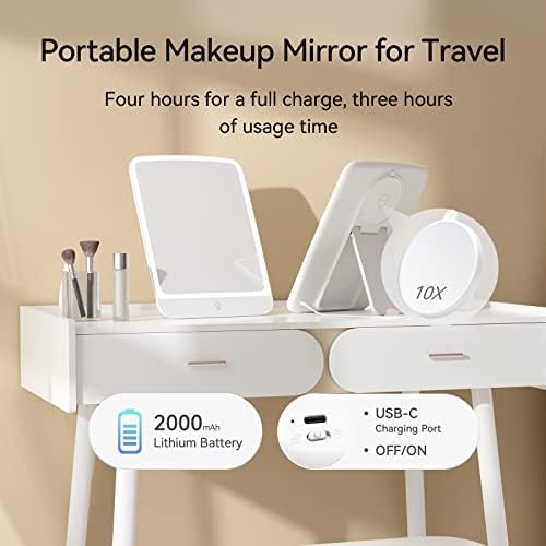 11x8 Portable Makeup Mirror with LED Light