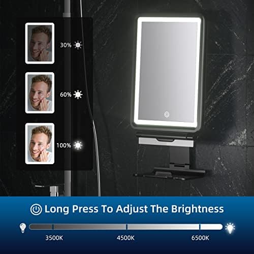 Anti-Fog Shower Mirror with Squeegee 3 Light Modes