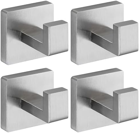 Modern Stainless Steel Towel Hooks for Bathrooms Heavy Duty 4-Pack