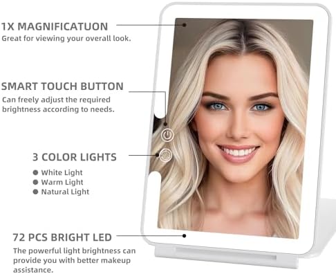 Durable Travel Makeup Mirror with 72 LED Lights