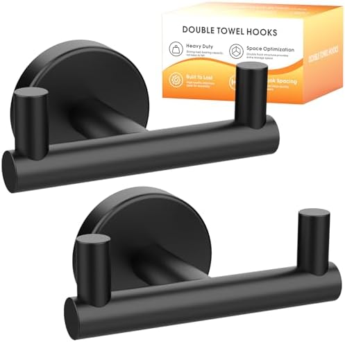 Double-Purpose Black Towel Robe Hook Heavy Duty by MOTAIPEAK