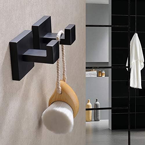 TASTOS Bath Towel Hooks Matte Black 2 Pack