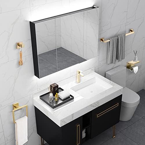 TQKAG Premium Brushed Gold Bathroom Towel Bar Set