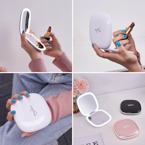Compact LED Magnifying Mirror - 4 inches 1X10X Magnification Reusable Portable