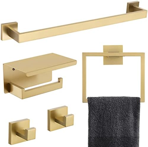 Curated 5-Piece Gold Bathroom Hardware Set for Maximum Convenience
