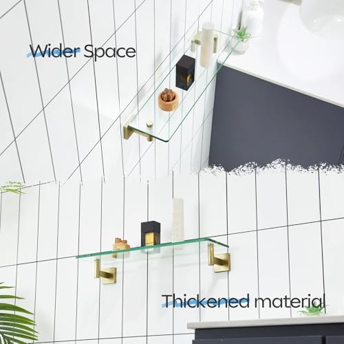 Sturdy 20 Wall Shelf Tempered Glass Bathroom Storage
