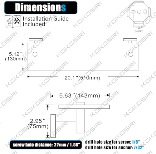 Sturdy 20 Wall Shelf Tempered Glass Bathroom Storage